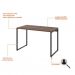 Conjunto de Mesa Kuadra Nogal 120 cm com Cadeira de Escritório Presidente Giratória com Relax Clark Preta e Dourada
