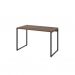 Conjunto de Mesa Kuadra Nogal 120 cm com Cadeira de Escritório Presidente Giratória com Relax Finland Preta
