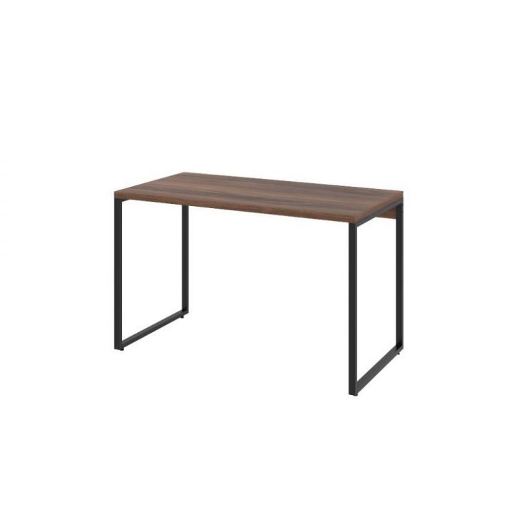 Conjunto de Mesa Kuadra Nogal 120 cm com Cadeira de Escritório Presidente Giratória com Relax Finland Preta