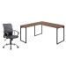 Conjunto de Mesa Kuadra Nogal 150 cm com Cadeira de Escritório Diretor Giratória Oslo Preta