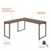Conjunto de Mesa Kuadra Nogal 150 cm com Cadeira de Escritório Diretor Giratória Oslo Preta