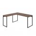 Conjunto de Mesa Kuadra Nogal 150 cm com Cadeira de Escritório Presidente Giratória com Relax Finland Preta