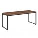 Conjunto de Mesa Kuadra Nogal com Cadeira de Escritório Presidente Giratória com Relax Clark Preta e Dourada