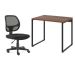 Conjunto de Mesa Kuadra Nogal com Cadeira de Escritório Secretária Giratória Oxford Preta