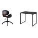 Conjunto de Mesa Kuadra com Cadeira de Escritório Diretor Giratória Bergen Preta