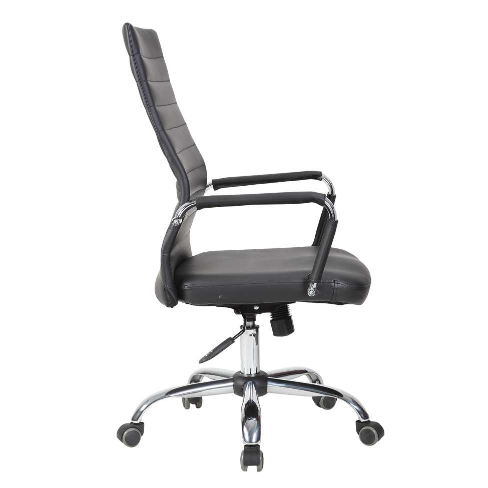 Conjunto de Mesa Liz Nogal e Grafite com Cadeira de Escritório Diretor Giratória Cleaner Preta