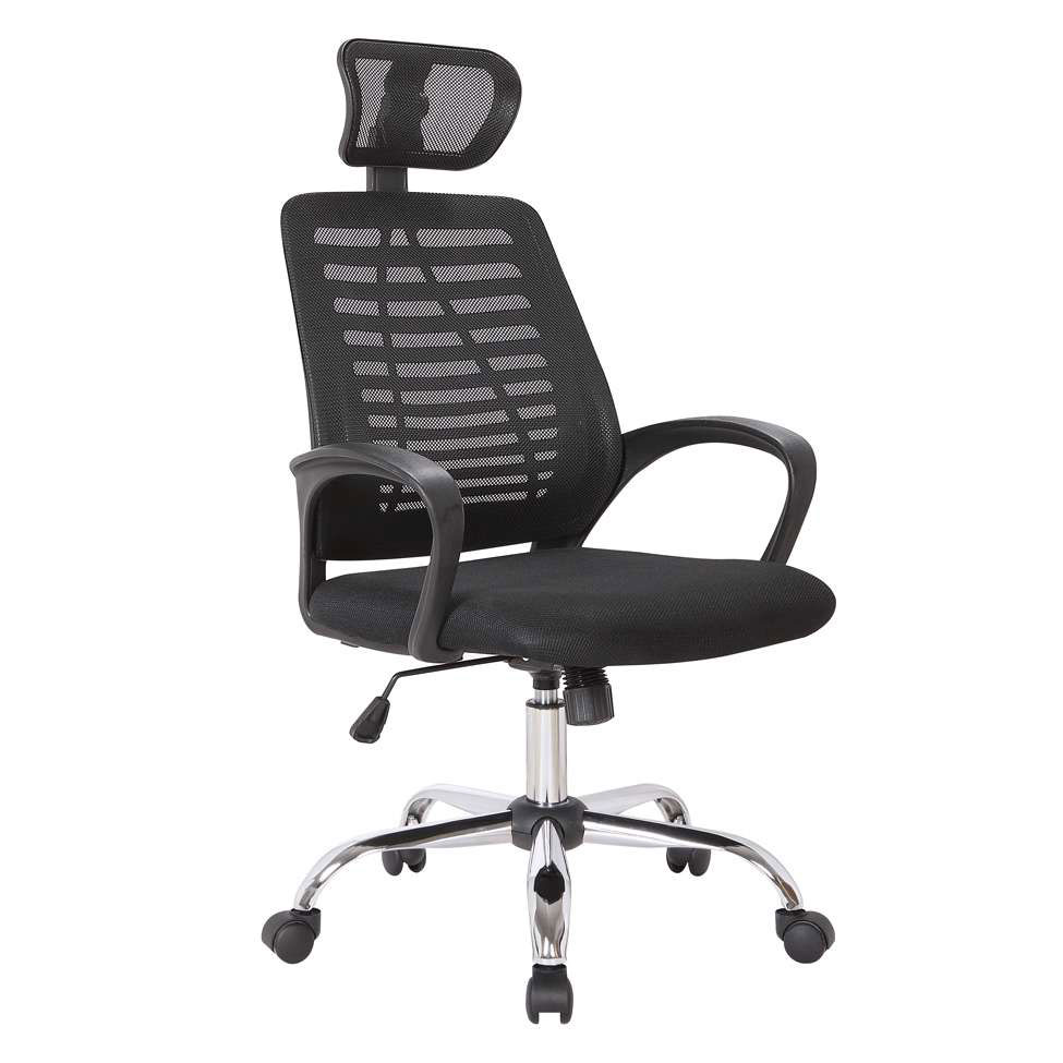 Conjunto de Mesa Liz Nogal e Grafite com Cadeira de Escritório Diretor Giratória Light Preta