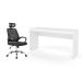Conjunto de Mesa Marselha Branca com Cadeira de Escritório Diretor Giratória Light Preta