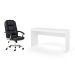 Conjunto de Mesa Marselha Branca com Cadeira de Escritório Presidente Giratória com Relax Finland Preta
