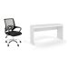 Conjunto de Mesa Marselha Branca com Cadeira de Escritório Secretária Giratória Javix Preta