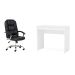 Conjunto de Mesa Mendes 2 GV Branca com Cadeira de Escritório Presidente Giratória com Relax Finland Preta