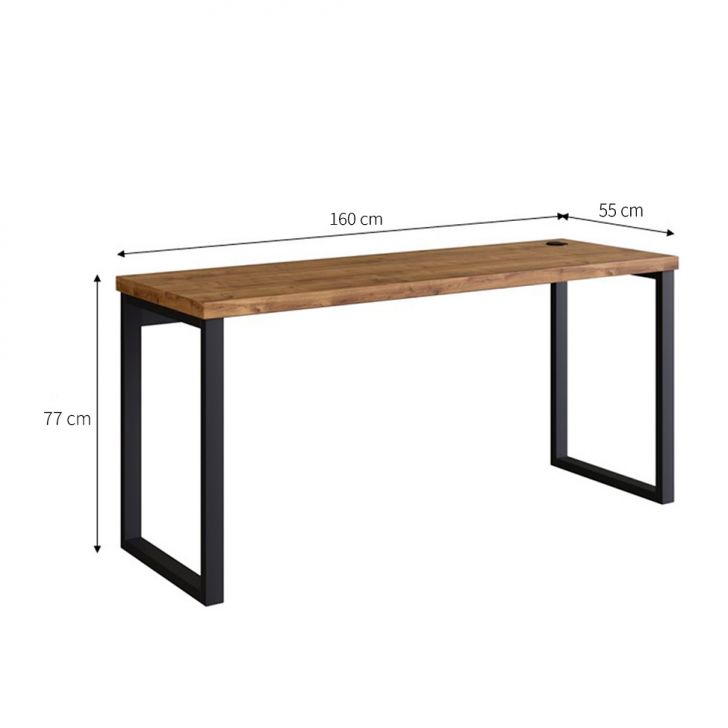 Conjunto de Mesa Miguel Marrom com Cadeira de Escritório Presidente Giratória com Relax Clark Preta e Dourada