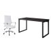 Conjunto de Mesa Miguel Preta 150 cm com Cadeira de Escritório Diretor Giratória Cleaner Branca