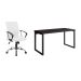 Conjunto de Mesa Miguel Preta 150 cm com Cadeira de Escritório Diretor Giratória Oslo Branca