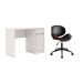 Conjunto de Mesa Morada 1 PT 1 GV Branca com Cadeira de Escritório Diretor Giratória Bergen Preta