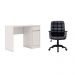 Conjunto de Mesa Morada 1 PT 1 GV Branca com Cadeira de Escritório Diretor Giratória Fitz com Braços Ajustáveis Preta