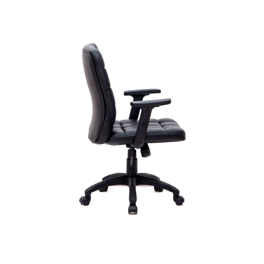Conjunto de Mesa Morada 1 PT 1 GV Branca com Cadeira de Escritório Diretor Giratória Fitz com Braços Ajustáveis Preta
