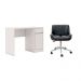 Conjunto de Mesa Morada 1 PT 1 GV Branca com Cadeira de Escritório Diretor Giratória Lauren Preta