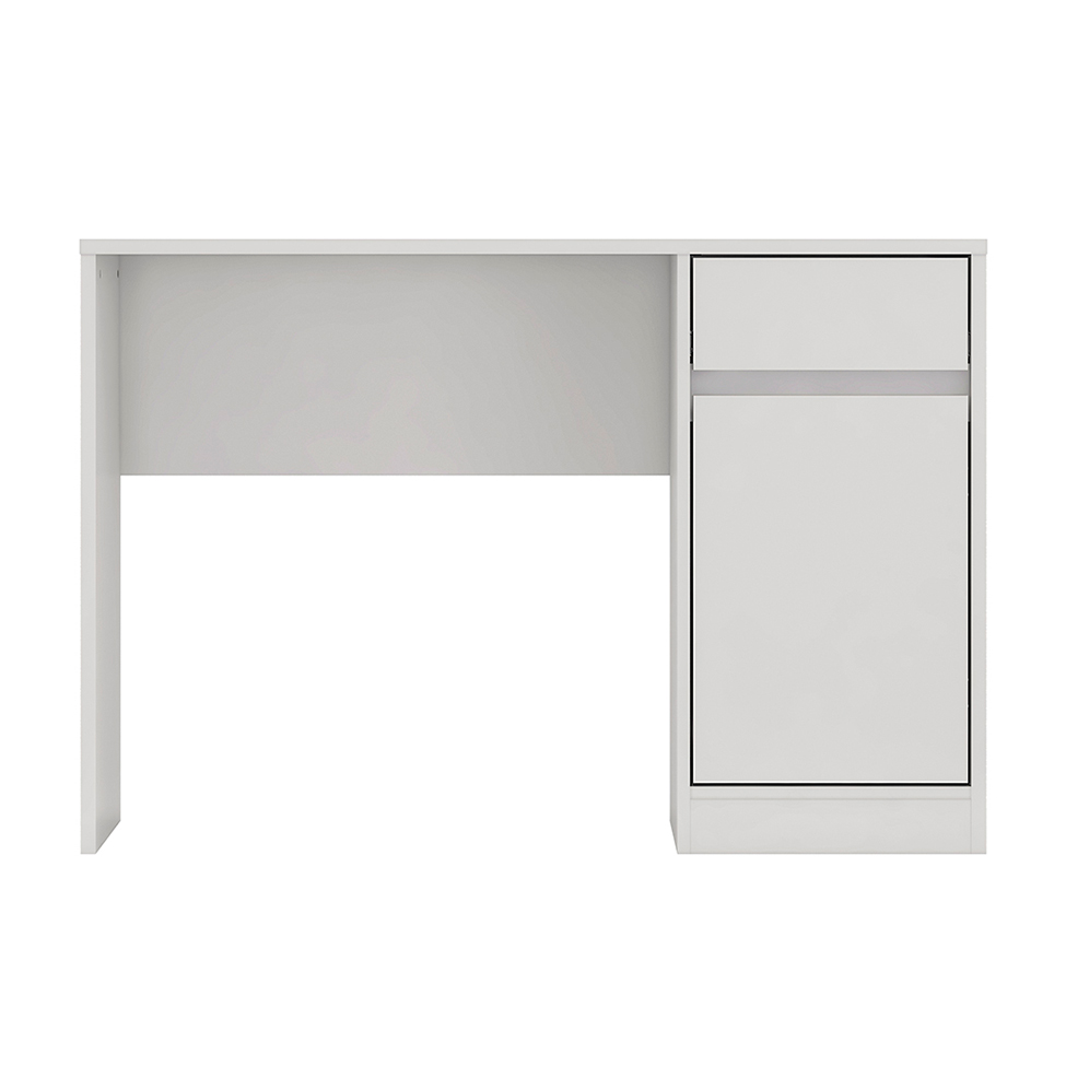 Conjunto de Mesa Morada 1 PT 1 GV Branca com Cadeira de Escritório Interlocutor Fixa Charles Preta
