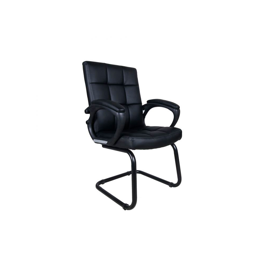 Conjunto de Mesa Morada 1 PT 1 GV Branca com Cadeira de Escritório Interlocutor Fixa Charles Preta
