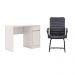 Conjunto de Mesa Morada 1 PT 1 GV Branca com Cadeira de Escritório Interlocutor Fixa Oslo Preta