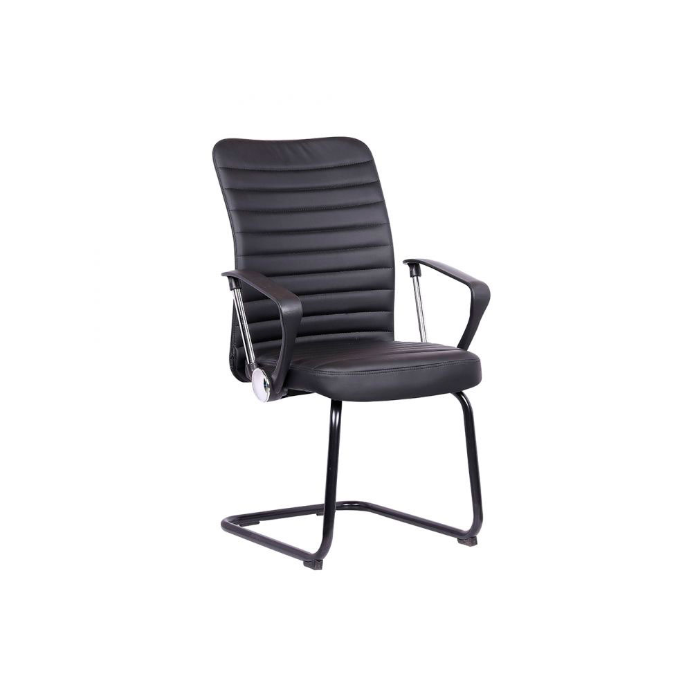 Conjunto de Mesa Morada 1 PT 1 GV Branca com Cadeira de Escritório Interlocutor Fixa Oslo Preta