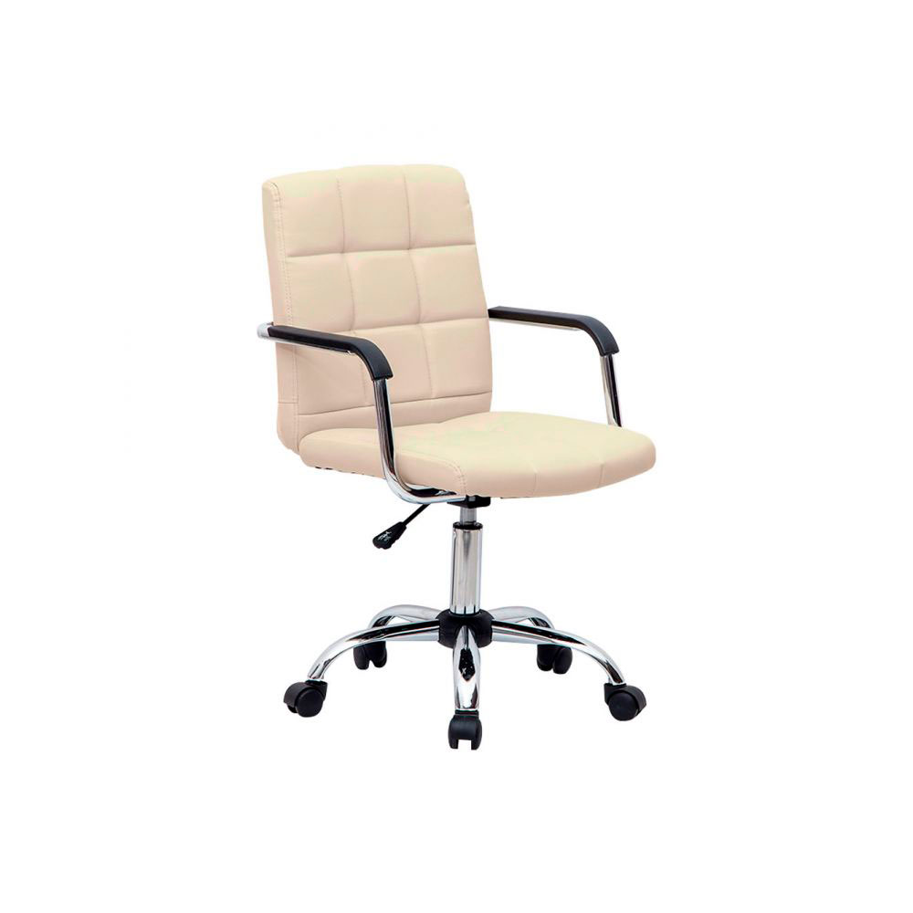 Conjunto de Mesa Morada 1 PT 1 GV Branca com Cadeira de Escritório Secretária Giratória Fitz Bege