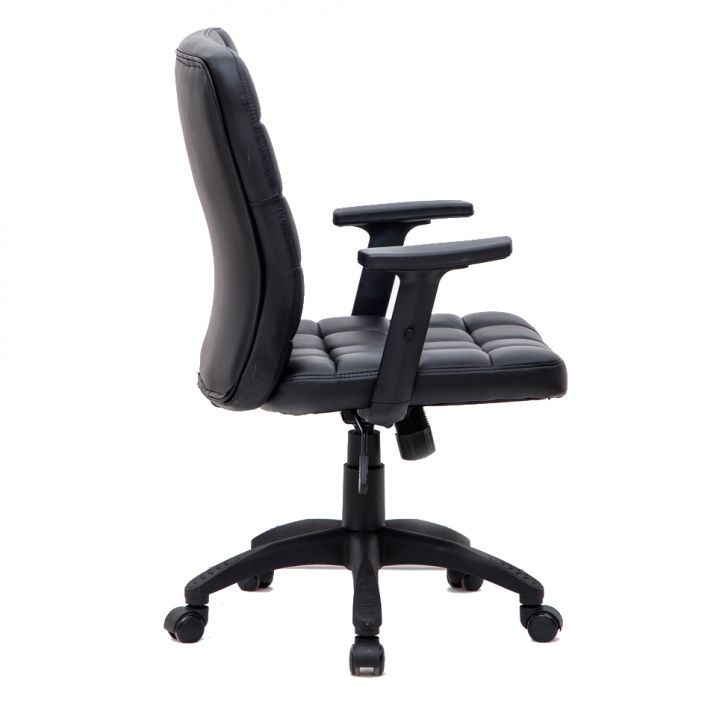 Conjunto de Mesa Morada Branca com Cadeira de Escritório Diretor Giratória Fitz com Braços Ajustáveis Preta