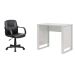 Conjunto de Mesa Morada Branca com Cadeira de Escritório Secretária Giratória Clean Preta