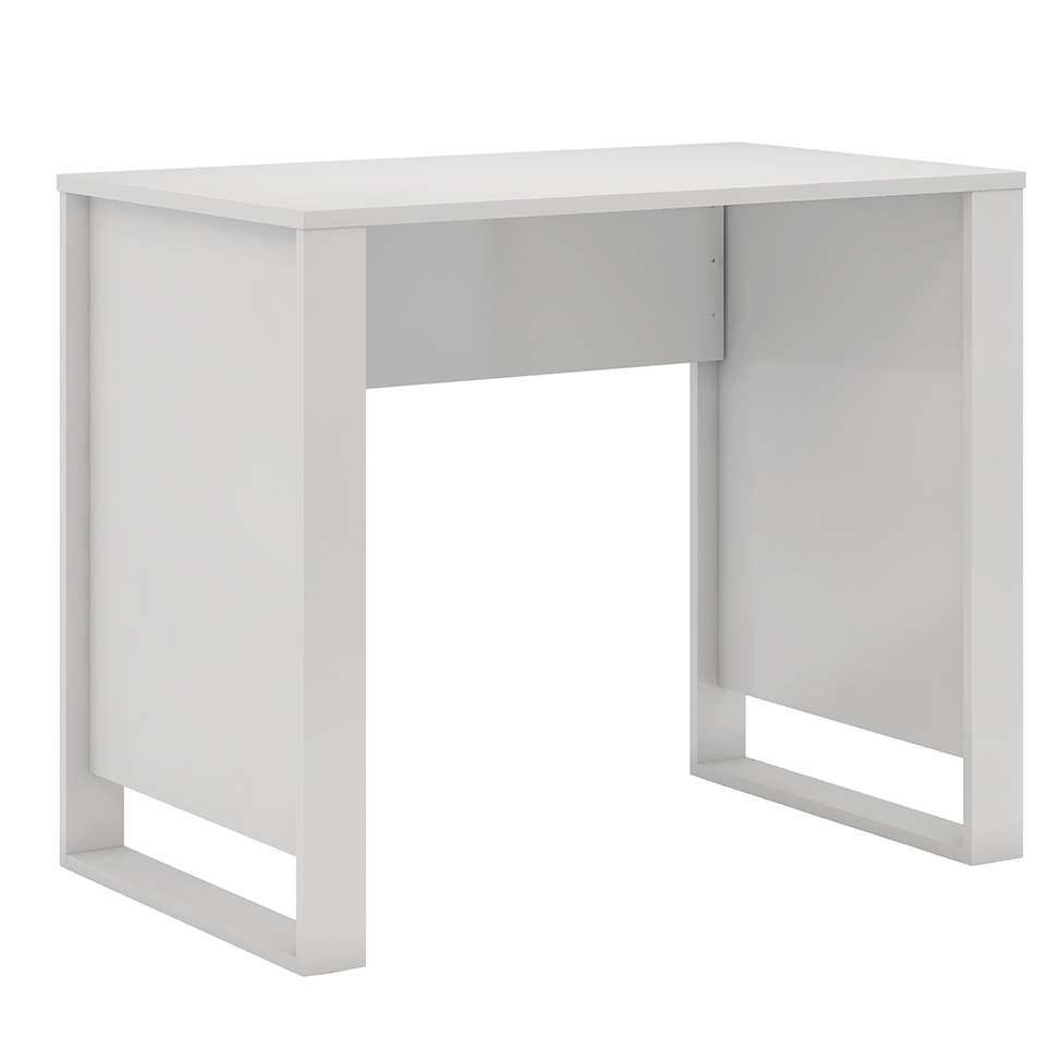 Conjunto de Mesa Morada Branca com Cadeira de Escritório Secretária Giratória Clean Preta
