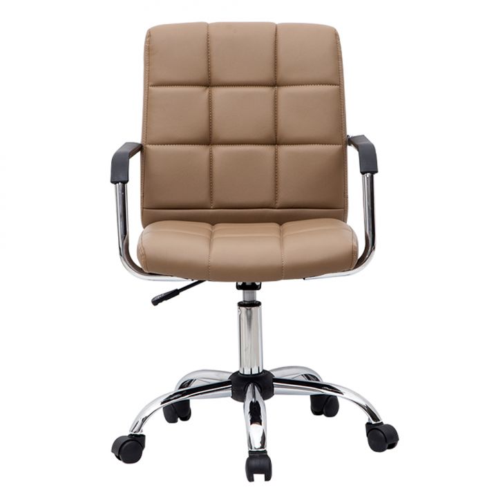 Conjunto de Mesa Morada Branca com Cadeira de Escritório Secretária Giratória Fitz Marrom