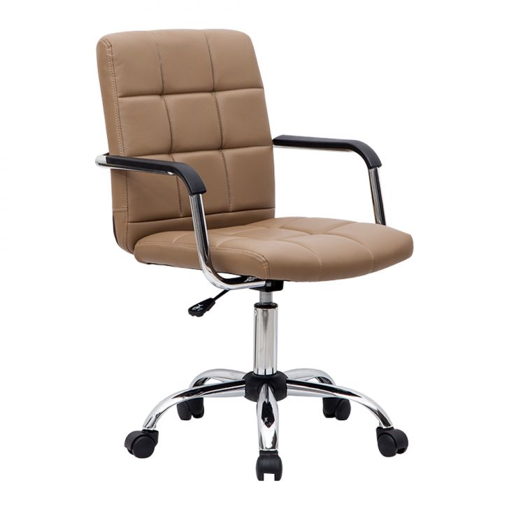 Conjunto de Mesa Morada Branca com Cadeira de Escritório Secretária Giratória Fitz Marrom
