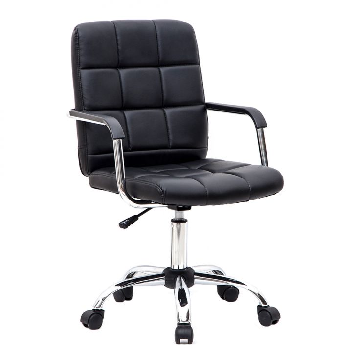 Conjunto de Mesa Morada Branca com Cadeira de Escritório Secretária Giratória Fitz Preta