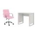 Conjunto de Mesa Morada Branca com Cadeira de Escritório Secretária Giratória Fitz Rosa
