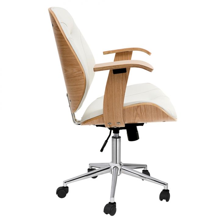 Conjunto de Mesa Morada com Cadeira de Escritório Diretor Giratória Antonella Branca