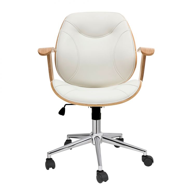 Conjunto de Mesa Morada com Cadeira de Escritório Diretor Giratória Antonella Branca