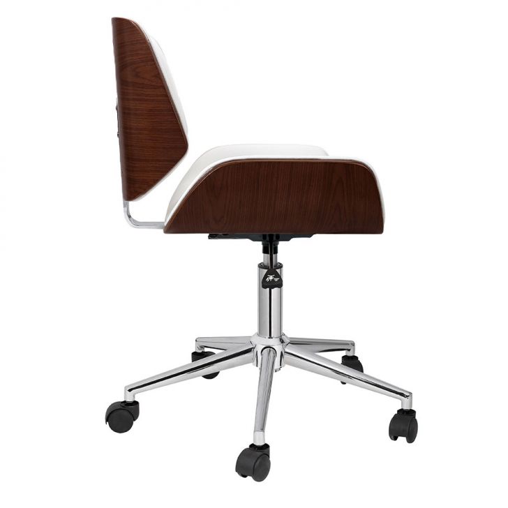 Conjunto de Mesa Morada com Cadeira de Escritório Diretor Giratória Lauren Branca