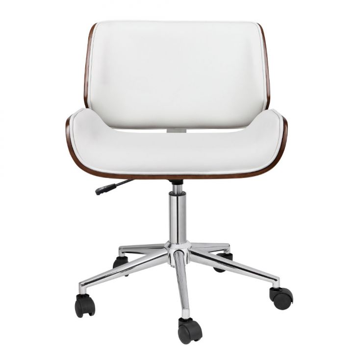 Conjunto de Mesa Morada com Cadeira de Escritório Diretor Giratória Lauren Branca