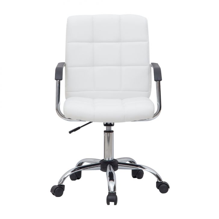 Conjunto de Mesa Morada com Cadeira de Escritório Secretária Giratória Fitz Branca
