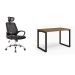 Conjunto de Mesa Munique Carvalho 120 cm com Cadeira de Escritório Diretor Giratória Light Preta