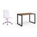 Conjunto de Mesa Munique Carvalho 120 cm com Cadeira de Escritório Secretária Giratória Marilyn Branca