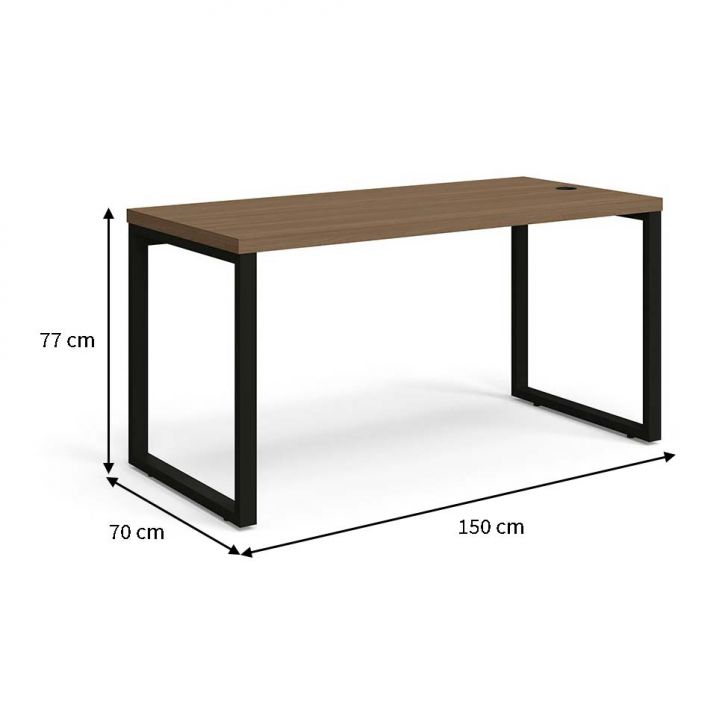 Conjunto de Mesa Munique Carvalho 150 cm com Cadeira de Escritório Presidente Giratória com Relax Clark Preta e Dourada