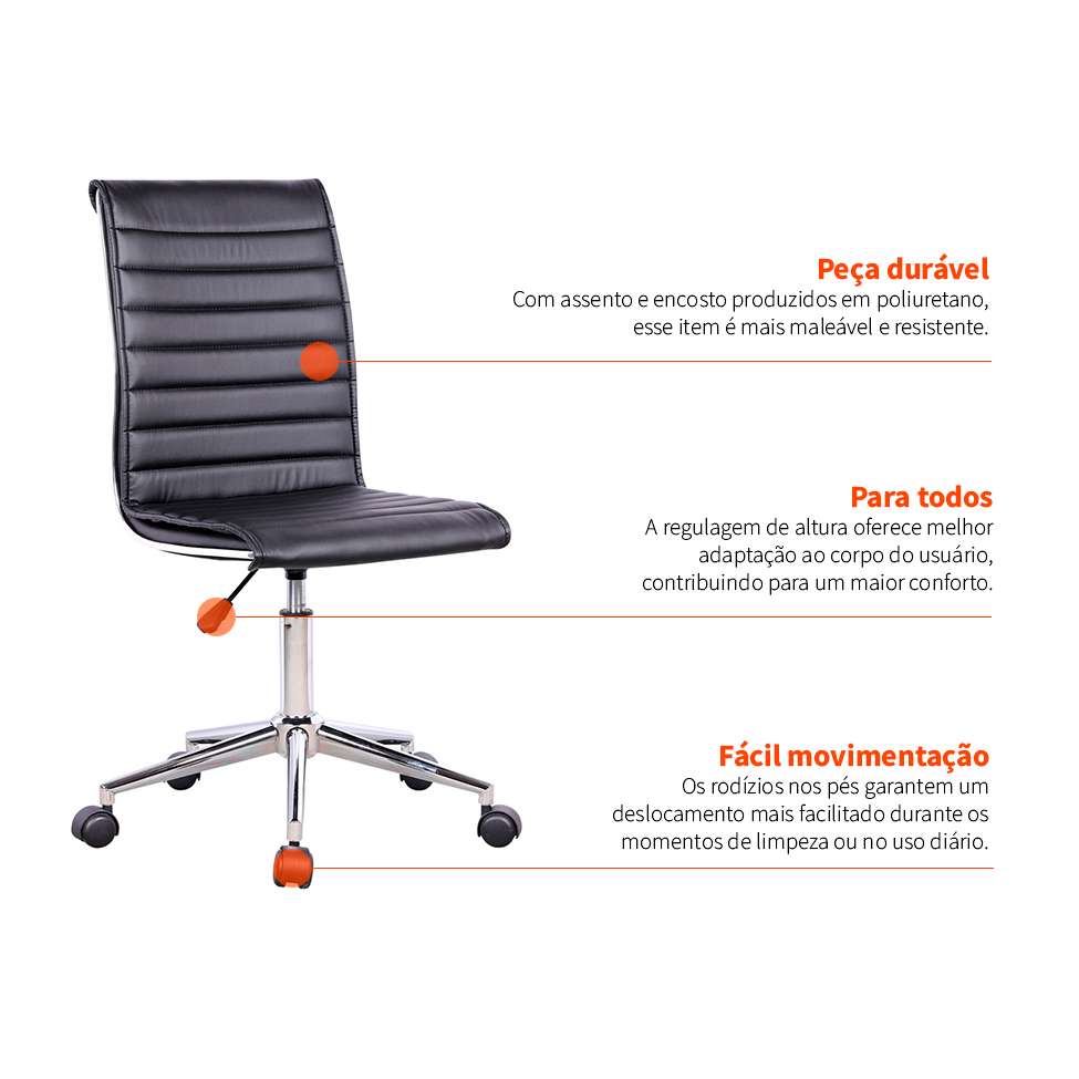 Conjunto de Mesa Munique Carvalho 150 cm com Cadeira de Escritório Secretária Giratória Marilyn Preta