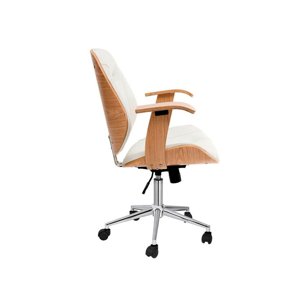 Conjunto de Mesa New Preta com Cadeira de Escritório Diretor Giratória Antonella Branca