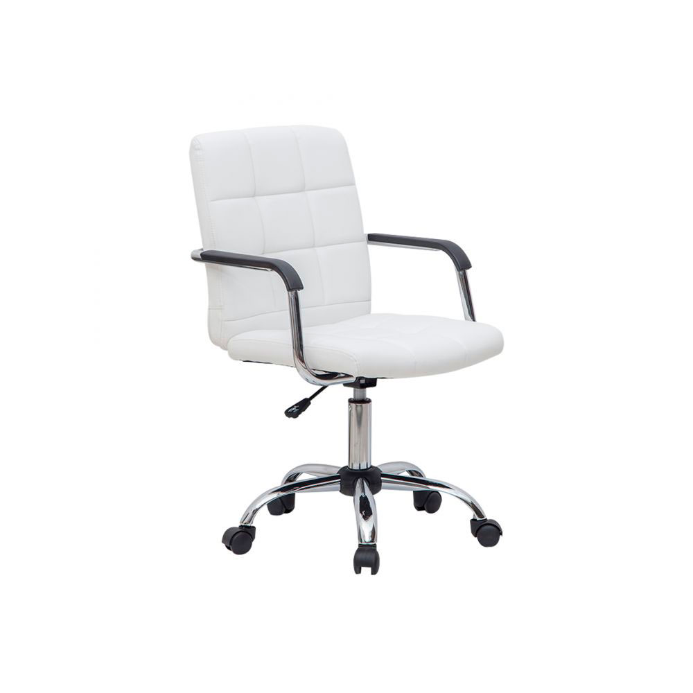 Conjunto de Mesa New Preta com Cadeira de Escritório Secretária Giratória Fitz Branca