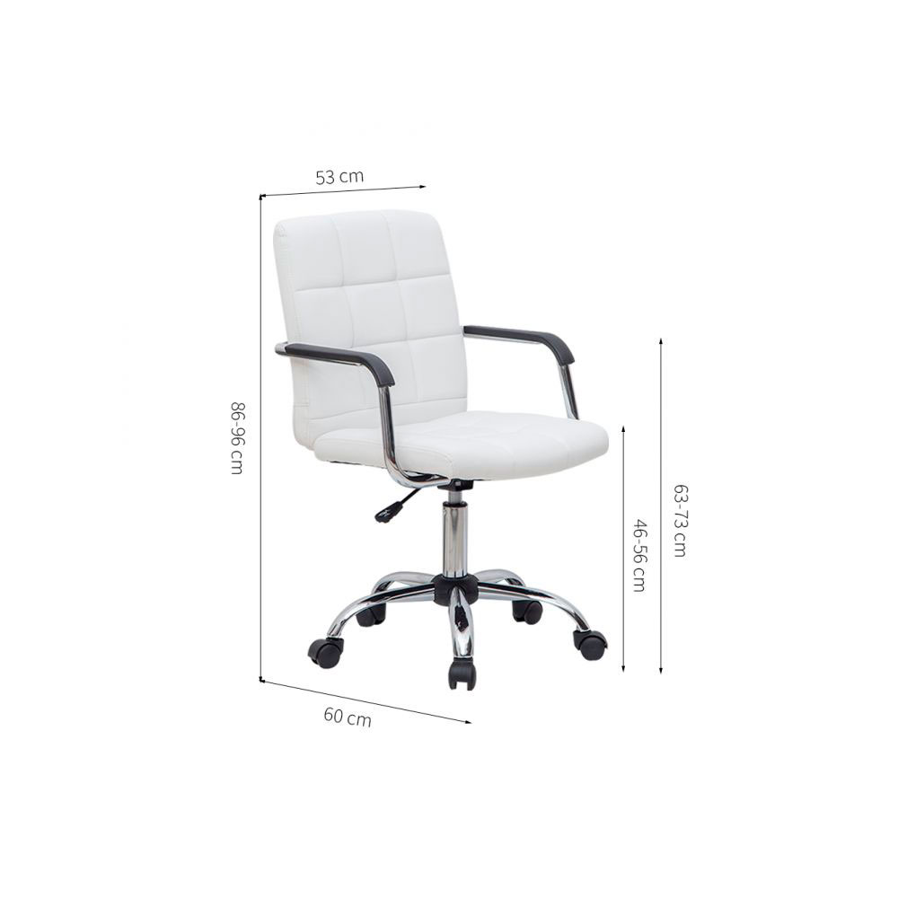 Conjunto de Mesa New Preta com Cadeira de Escritório Secretária Giratória Fitz Branca