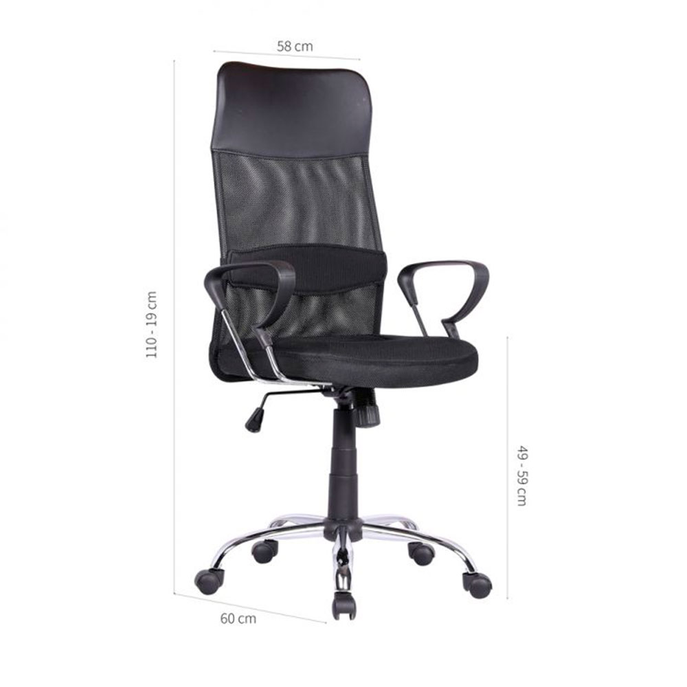 Conjunto de Mesa New com Cadeira de Escritório Diretor Giratória Vancouver II com Braços Preta