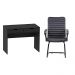 Conjunto de Mesa New com Cadeira de Escritório Interlocutor Fixa Oslo Preta