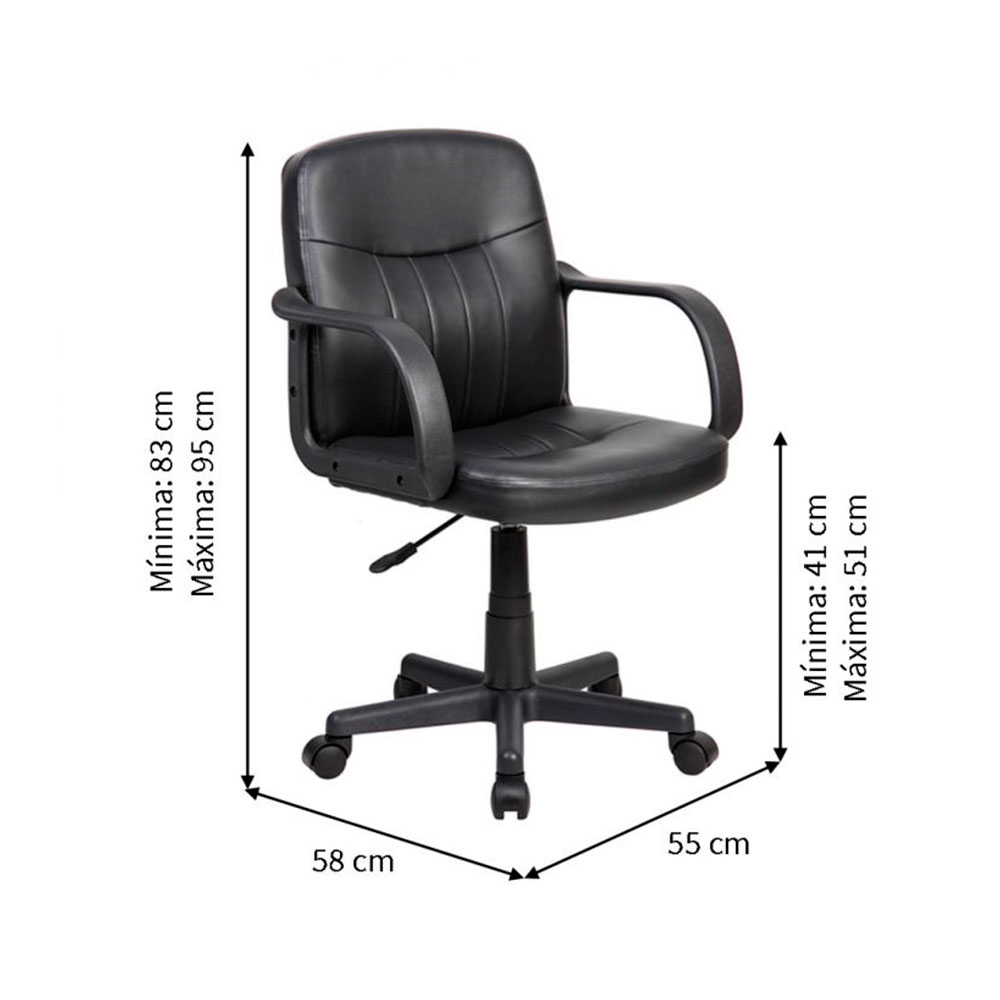 Conjunto de Mesa New com Cadeira de Escritório Secretária Giratória Clean Preta