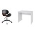Conjunto de Mesa Office Branca com Cadeira de Escritório Diretor Giratória Bergen Preta